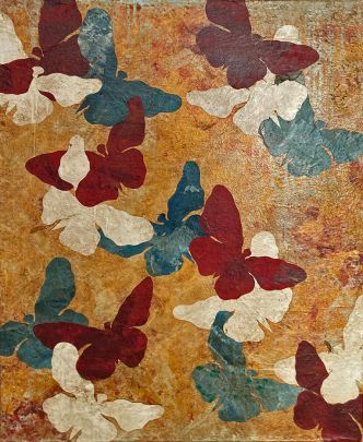 Papillons sur fond jaune